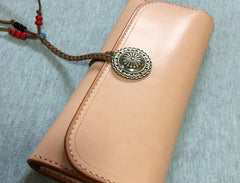 Handmade Leather Mens Clutch Wallet Cool Wallet Long Wallets for Men Women