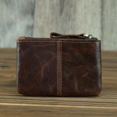 Vintage Small Slim Wallet Leather Men's Wallet Black Front Pocket Wallet Coin Holder Card Holder For Men - iwalletsmen