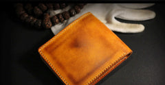 Handmade Leather Lion Mens billfold Wallet Cool Leather Wallet Slim Wallet for Men