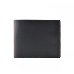 Vintage Brown Leather Men's Small Bifold Wallet Black Slim billfold Wallet For Men - iwalletsmen