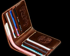 Handmade Leather Chinese Lion Tooled Mens billfold Wallet Cool Leather Wallet Slim Wallet for Men