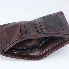 Genuine Leather Mens Cool Slim Leather Wallet Men Small Wallets Bifold for Men - iwalletsmen