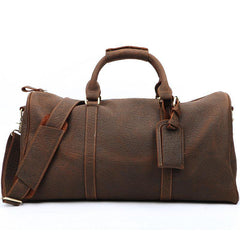 Black Leather Mens Casual Large Travel Bags Shoulder Weekender Bags Brown Duffle Bag For Men - iwalletsmen