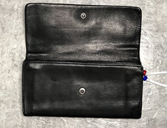 Handmade Genuine Leather Mens Clutch Cool Slim Wallet Zipper Clutch Wristlet Wallet for Men