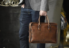 Genuine Leather Mens Cool Messenger Bag Briefcase Work Bag Business Bag for men