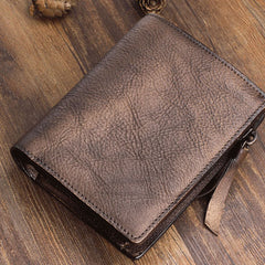 Handmade Mens Cool billfold Leather Wallet Men Small Zipper Wallets Bifold for Men - iwalletsmen