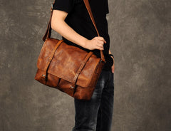 Genuine Leather Mens Cool Messenger Bag Shoulder Bag Chest Bag Bike Bag Cycling Bag for men