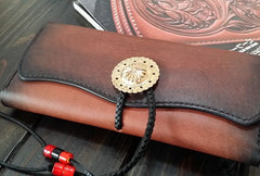Handmade Leather Mens Clutch Wallet Cool Wallet Long Wallets for Men Women