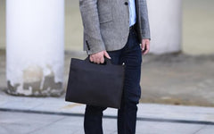 Genuine Leather Mens Cool Clutch Wristlet Bag Briefcase Work Bag Business Bag for men