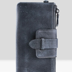 Handmade Mens Cool Long Leather Chain Wallet Cards Biker Trucker Wristlet Wallet - iwalletsmen