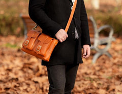 Handmade Leather Mens Cool Shoulder Bag Messenger Bag Chest Bag Bike Bag Cycling Bag for men