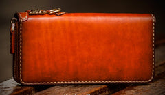 Handmade Leather Mens Tibetan Chain Biker Wallet Cool Leather Wallet Long Clutch Wallets for Men