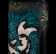 Handmade Leather Carp Mens Chain Biker Wallet Cool Leather Wallet With Chain Wallets for Men