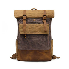 Waxed Canvas Mens Travel Backpacks Canvas School Backpacks Laptop Backpack for Men - iwalletsmen