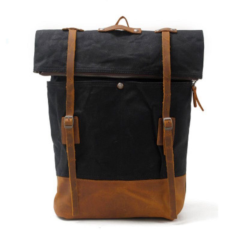 Cool Waxed Canvas Leather Mens Backpacks Canvas Travel Backpack Canvas School Backpack for Men - iwalletsmen