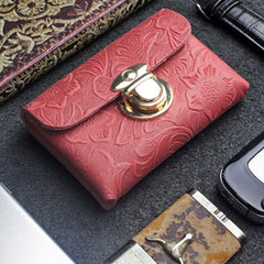 Handmade Leather Floral Mens Cool billfold Wallet Card Holder Small Card Slim Wallets for Men