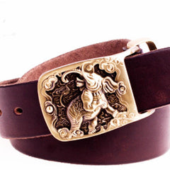 Handmade Genuine Leather Punk Rock Elephant Mens Cool Men Biker Trucker Leather Belt