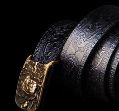 Handmade Genuine Leather Mens Belt Custom Cool Leather Men Black Belt for Men