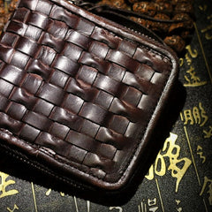Handmade Leather Braided Mens billfold Wallet Cool Leather Wallet Slim Wallet for Men
