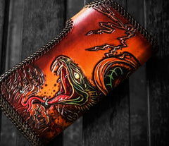 Handmade Leather Prajna Ghost Mens Chain Biker Wallet Cool Leather Wallet With Chain Wallets for Men