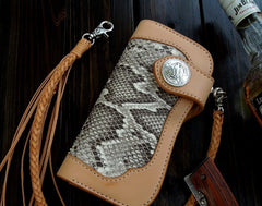 Handmade Leather Biker Wallet Mens Cool Chain Wallet Trucker Wallet with Chain