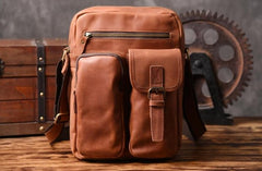 Genuine Leather Mens Cool Shoulder Bag Messenger Bag Chest Bag Bike Bag Cycling Bag for men