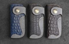 Handmade Leather Biker Wallet Mens Cool Chain Wallet Long Wallet Trucker Wallet with Chain
