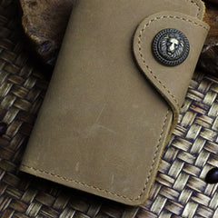Handmade Leather Floral Mens Cool Key Wallet Wallet Card Holder Small Card Keychain Wallets for Men