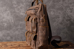 Oil Wax Canvas Mens Cool Backpack Sling Bag Large Sport Bag Travel Bag Hiking Bag for men