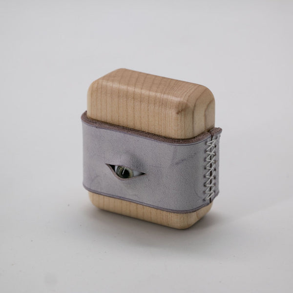 Handmade Purple Leather Wood AirPods 1,2 Case with Eye Custom Leather AirPods 1,2 Case Airpod Case Cover - iwalletsmen