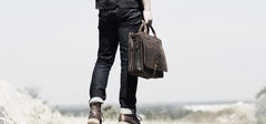 Genuine Leather Mens Cool Messenger Bag Briefcase Work Bag Business Bag for men