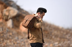 Handmade Leather Mens Cool Backpack Sling Bag Large Travel Bag Hiking Bag for men