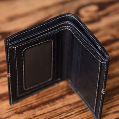 Handmade Leather Mens Cool Slim Leather Wallet Men Small Wallets Bifold for Men - iwalletsmen
