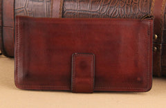 Genuine Leather Mens Cool Biker Chain Wallet Long Leather Wallet Slim Clutch Wristlet Wallet for Men