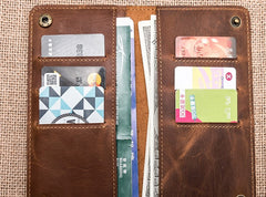 Vintage Leather Long Wallets for men Bifold Men Long Wallet - iwalletsmen