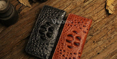 Handmade Leather Mens Cool Zipper Phone Travel Long Wallet Card Holder Card Slim Clutch Wallets for Men