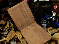 Handmade Leather Mens Cool Slim Leather Wallet Men billfold Wallets Bifold for Men