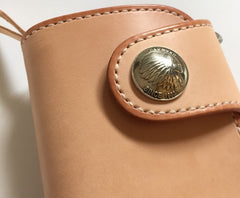 Handmade Leather Biker Wallet Mens Cool billfold Chain Wallet Trucker Wallet with Chain