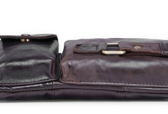 GENUINE LEATHER MENS SMALL WAIST BAG HIP PACK BELT BAGs FANNY PACK BUMBAG FOR MEN - iwalletsmen