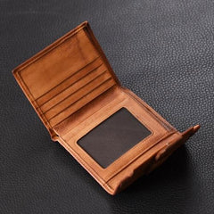 Handmade Mens Cool billfold Leather Wallet Men Small Slim Wallets Bifold for Men - iwalletsmen