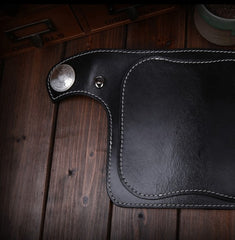 Handmade Mens Cool Black Leather Chain Wallet Biker Trucker Wallet with Chain