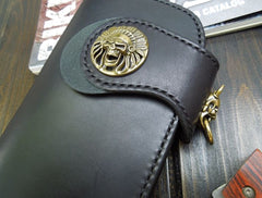 Handmade Leather Biker Wallet Mens Cool Chain Wallet Trucker Wallet with Chain