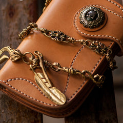 Handmade Leather billfold Mens Chain Biker Wallet Cool Leather Wallet With Chain Wallets for Men