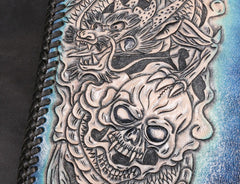 Handmade Leather Skull Punk Mens Chain Biker Wallet Cool Leather Wallet Long Wallets for Men