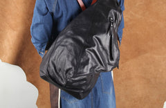 Genuine Leather Mens Cool Chest Bag Sling Bag Crossbody Bag Travel Bag Hiking Bag for men