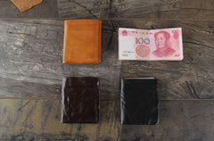 Handmade Genuine Leather Mens Cool Slim Leather Wallet Men Small Wallets Bifold for Men