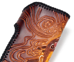 Handmade Leather Buddha&Demon Mens Chain Biker Wallet Cool Leather Wallet With Chain Wallets for Men