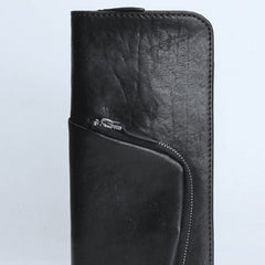 Handmade Leather Mens Cool Long Leather Wallet Zipper Phone Clutch Wallet - iwalletsmen