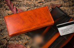 Handmade Leather Mens Clutch Wallet Cool Leather Wallet Long Phone Wallets for Men
