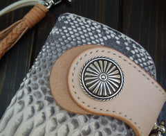 Handmade Leather Biker Wallet Mens Cool Chain Wallet Trucker Wallet with Chain